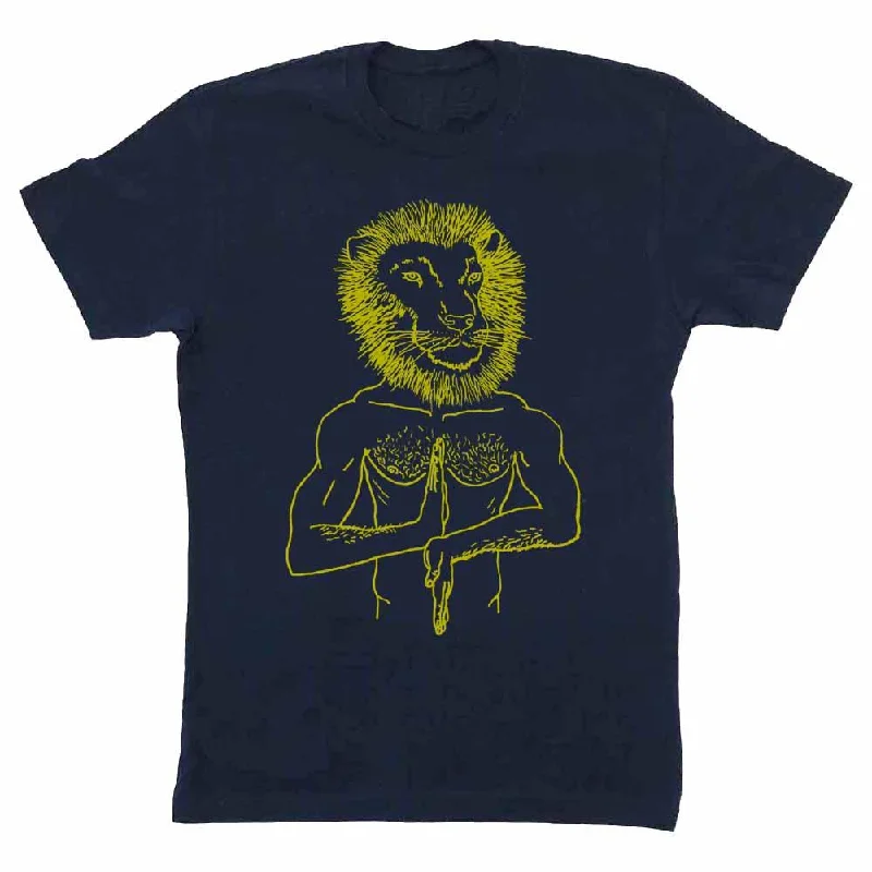 Brian Kenny Lion Head T-Shirt Hooded Caped Shawl Collar