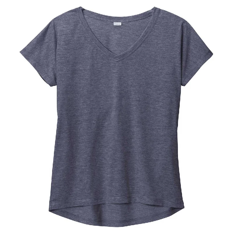 Sport-Tek Women's True Navy Heather PosiCharge Tri-Blend Wicking Dolman Tee Houndstooth Herringbone Solid