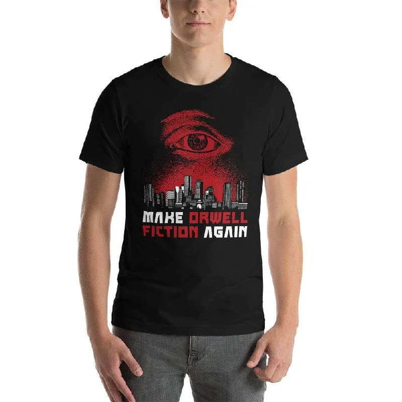 Make Orwell Fiction Again - Dystopian Version - Basic T-Shirt Striped Floral Plaid