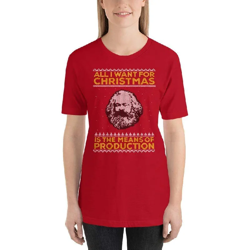 Marx - All I Want For Christmas Is The Means Of Production - Basic T-Shirt Rayon Velvet Corduroy