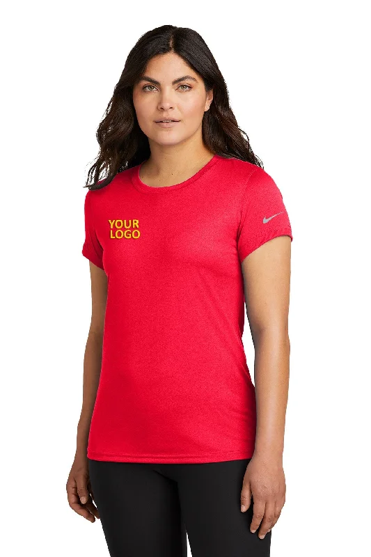 Nike Ladies Swoosh Sleeve rLegend Customized Tee's, University Red Thin T-Shirt Open Front Quick Dry