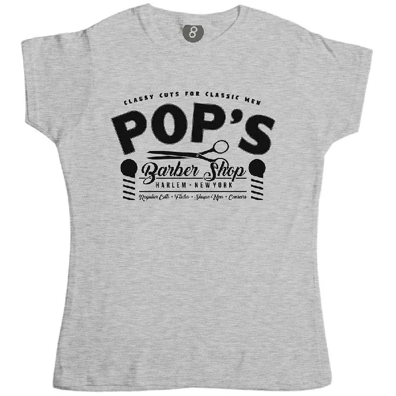 Pop's Barber Shop Fitted Womens T-Shirt Real Fur Shearling Chenille