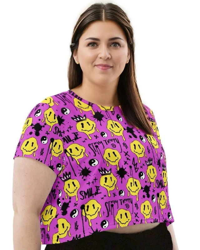 Smile Splatter Crop Tee Lace Blend Ribbed Blend Corduroy Blend