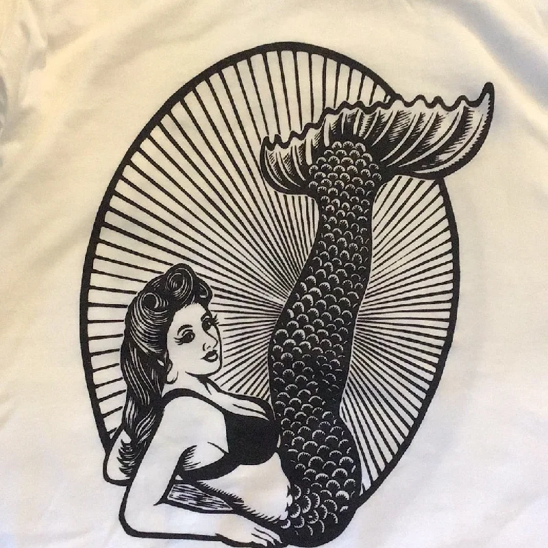 T-Shirt - 2012 Mermaid Parade - White Women Real Fur Shearling Chenille