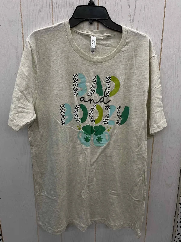 Tan Womens Size XL Shirt Graphic Embroidered Appliqued