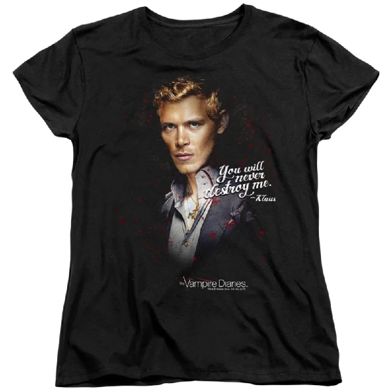 The Vampire Diaries Never Destroy Women's 18/1 Cotton Short-Sleeve T-Shirt Hooded Caped Shawl Collar