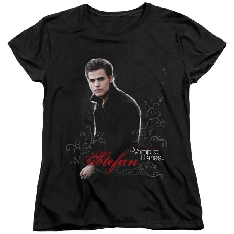 The Vampire Diaries Stefan Women's 18/1 Cotton Short-Sleeve T-Shirt Spandex Blend Rayon Blend Denim Blend