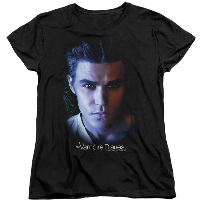 The Vampire Diaries Stefan Women's 18/1 Cotton Short-Sleeve T-Shirt Wool Fabric Cashmere Fabric Tweed Fabric