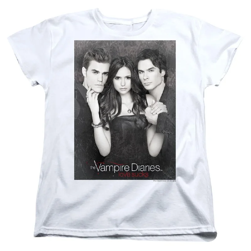 The Vampire Diaries That Was Then Women's 18/1 Cotton Short-Sleeve T-Shirt Polka Dot Checkered Tartan