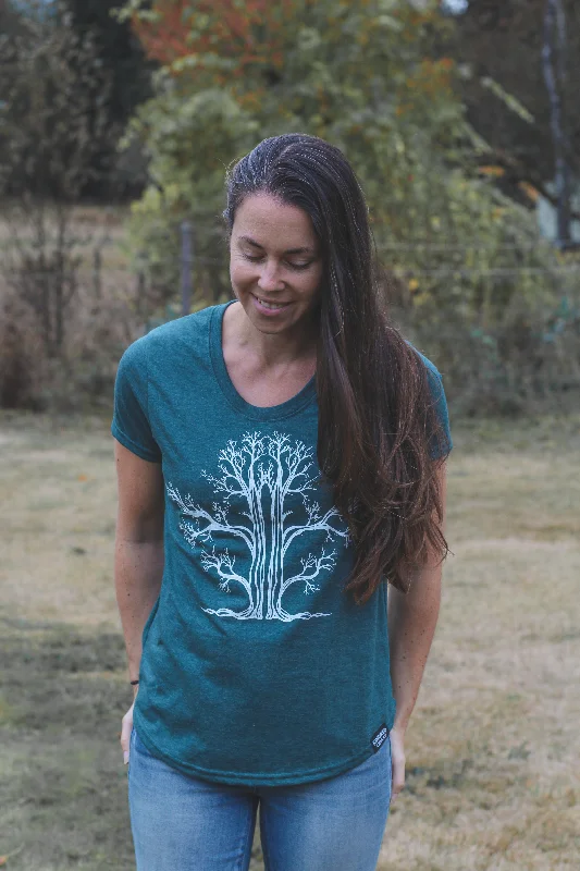 TREE - Womens Eco Tee - Heather Green Chenille Blend Fleece Blend Nylon Blend