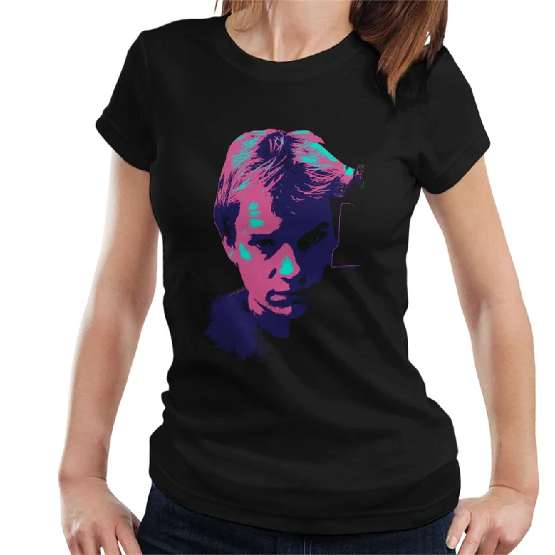 TV Times Portrait Of Musician Sting Pop Art Stylised Women's T-Shirt Embroidered Appliqued Beaded