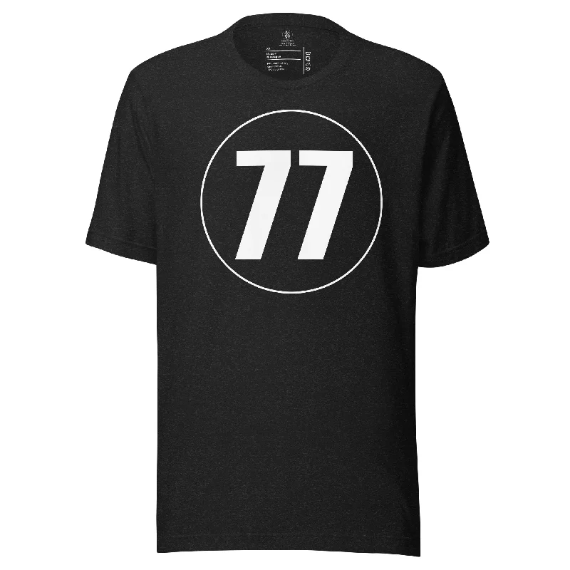 Unisex t-shirt: White on Black 77 Modern Contemporary Chic