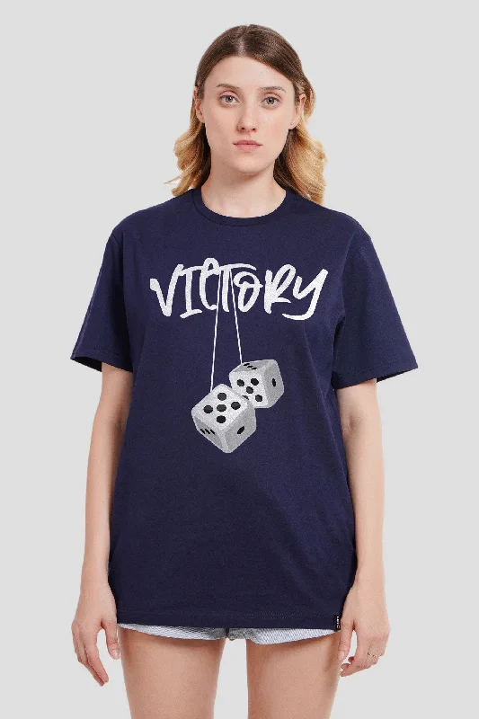 Victory Navy Blue Boyfriend Fit T-Shirt Women Anti-Shrink Durable Soft