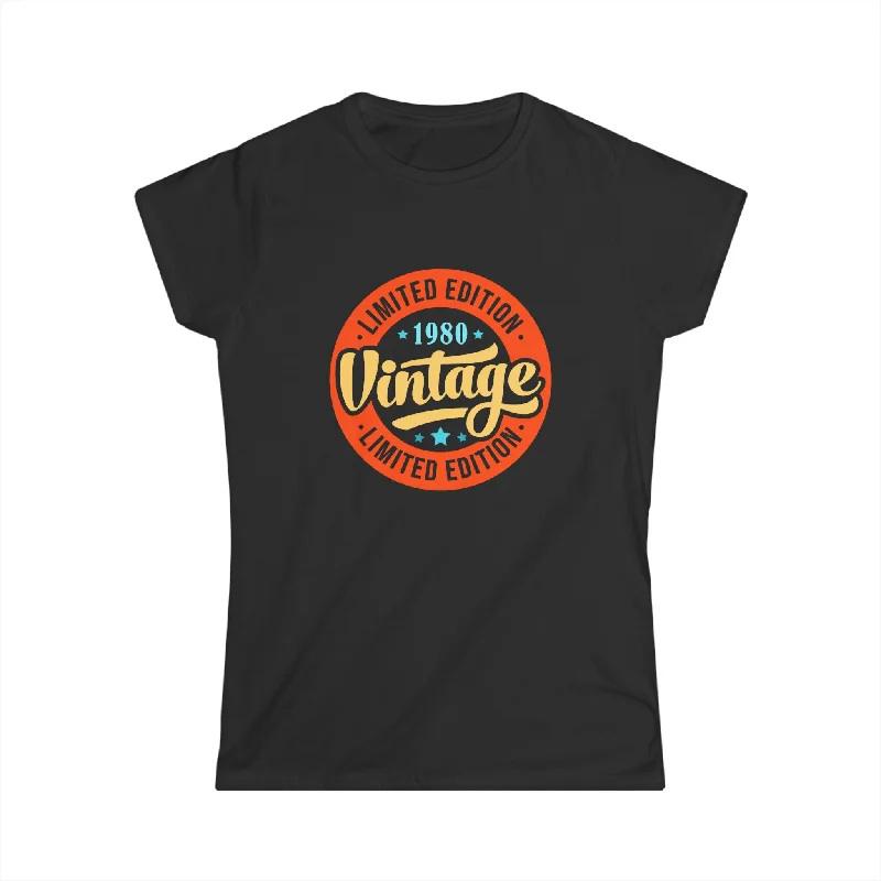 Vintage 1980 T Shirts for Women Retro Funny 1980 Birthday Shirts for Women Graphic Embroidered Appliqued Vintage 1980 T Shirts for Women Retro Funny 1980 Birthday Shirts for Women Graphic Embroidered Appliqued