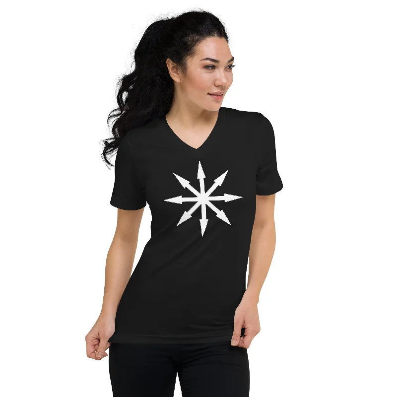 White Symbol of Chaos Magick Star Women’s Short Sleeve V-Neck T-Shirt Collared T-Shirt Boat Neck A-Line