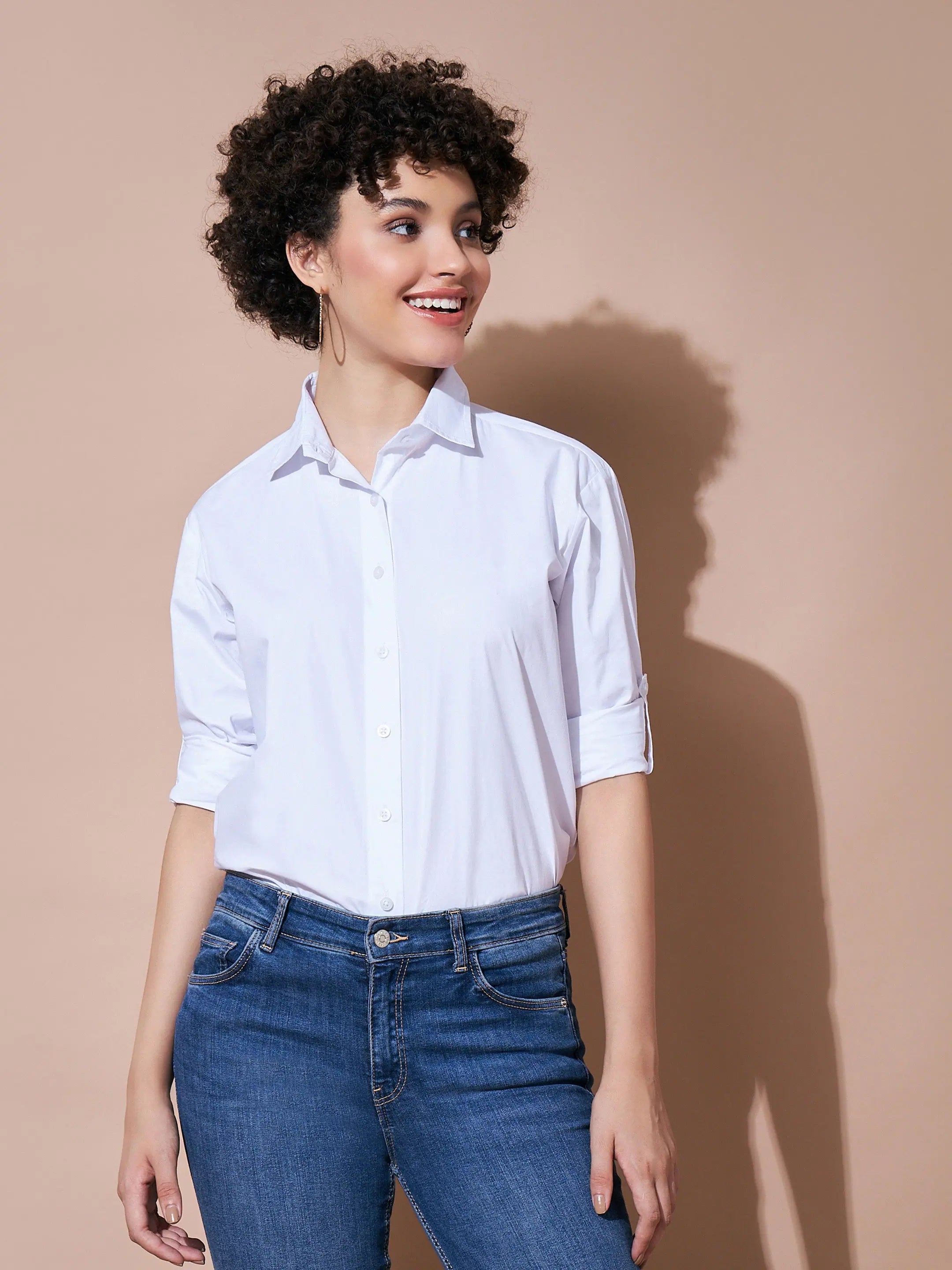 Women White Cotton Poplin Shirt Satin Fabric Silk Fabric Chiffon Fabric