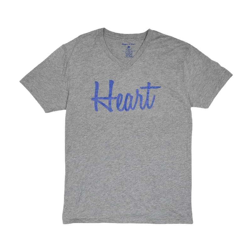 Women's - Heart Heather Grey V-Neck T-Shirt Rayon Velvet Corduroy