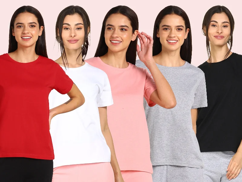 Young Trendz Womens Regular Fit Combo Solid Tshirt Mesh Blend Leather Blend Suede Blend Young Trendz Womens Regular Fit Combo Solid Tshirt Mesh Blend Leather Blend Suede Blend