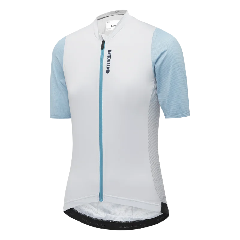 Women's Race Jersey Cream/Steel Blue V Neck Jersey Blouse