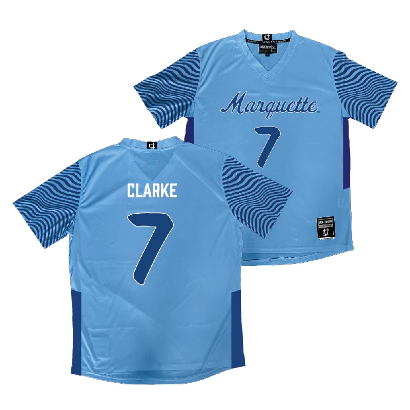 Championship Blue Marquette Women's Soccer Jersey  - Kiara Clarke Trendy Jersey Shirt