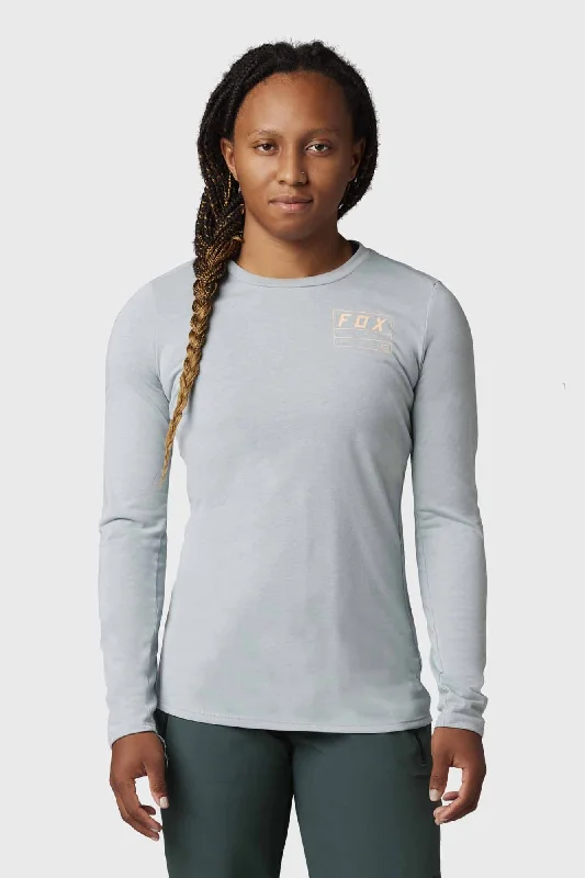 Fox Ranger Dri-Release Long Sleeve Womens Jersey - Gunmetal Geometric Jersey Top