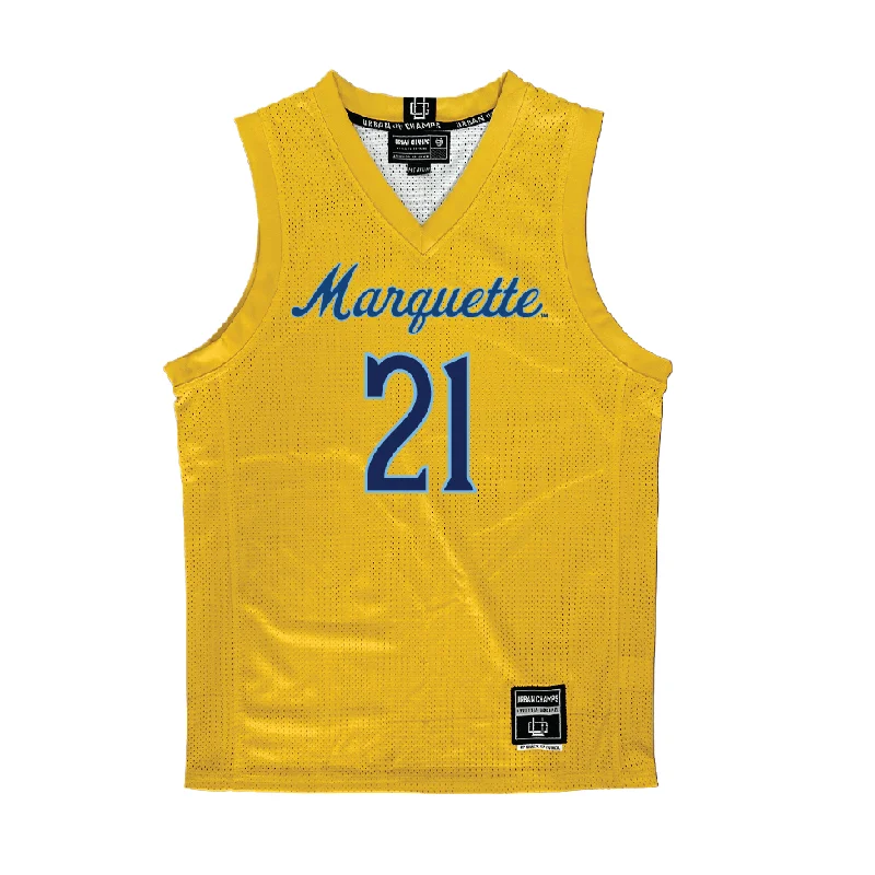 Gold Marquette Women's Basketball Jersey  - Kennedi Perkins Pastel Jersey Tee