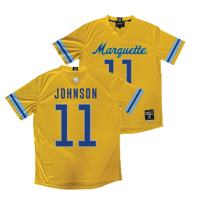 Gold Marquette Women's Lacrosse Jersey  - Laila Johnson Ruby Red Jersey Shirt