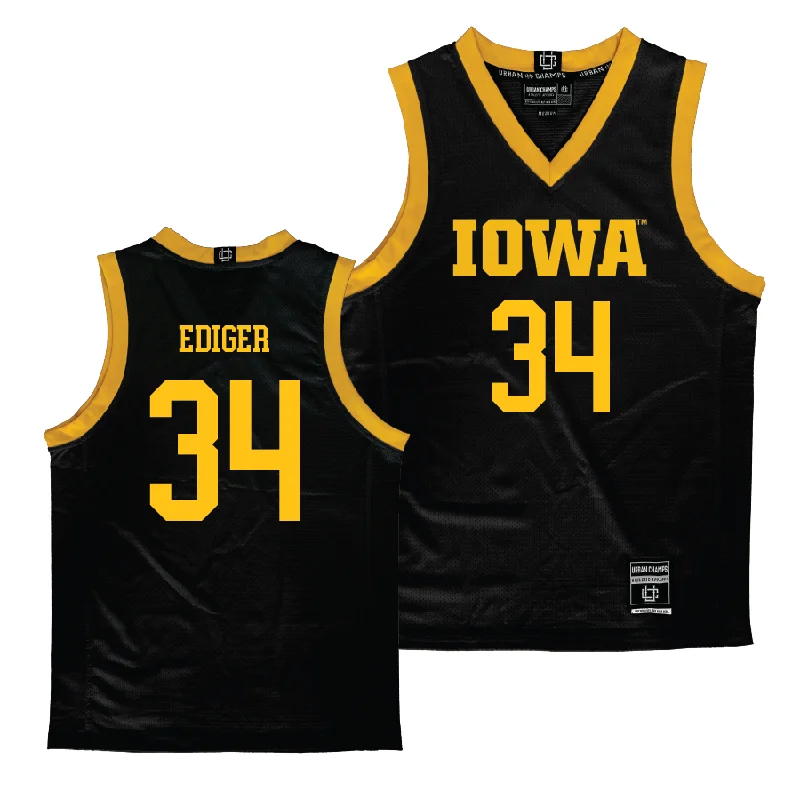 Iowa Women's Black Basketball Jersey - AJ Ediger Warm Jersey Shirt