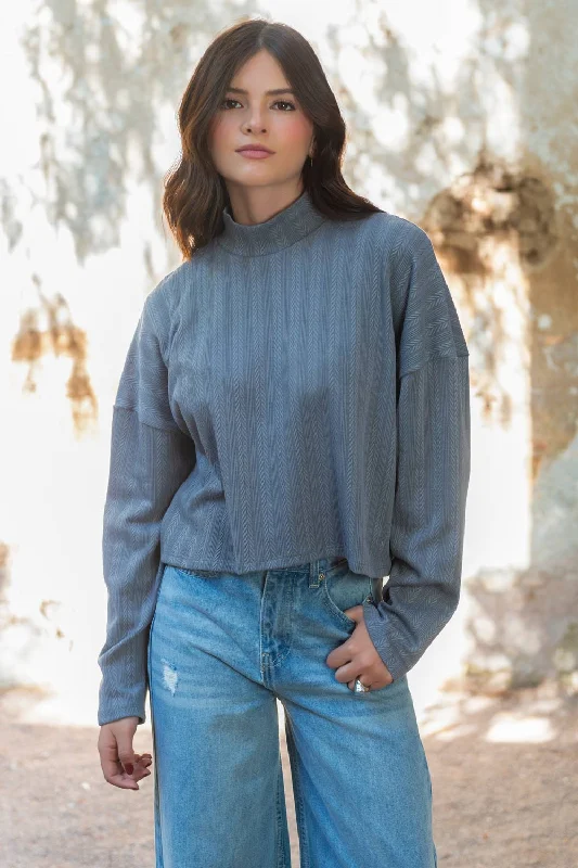 Jersey corto oversized de cuello alto One Shoulder Jersey Shirt