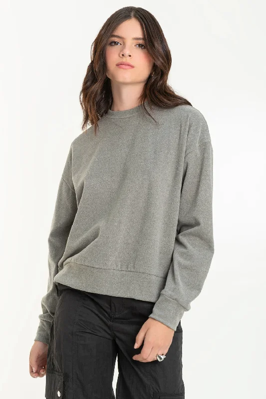 Jersey de punto manga larga cuello redondo Patterned Jersey Tee