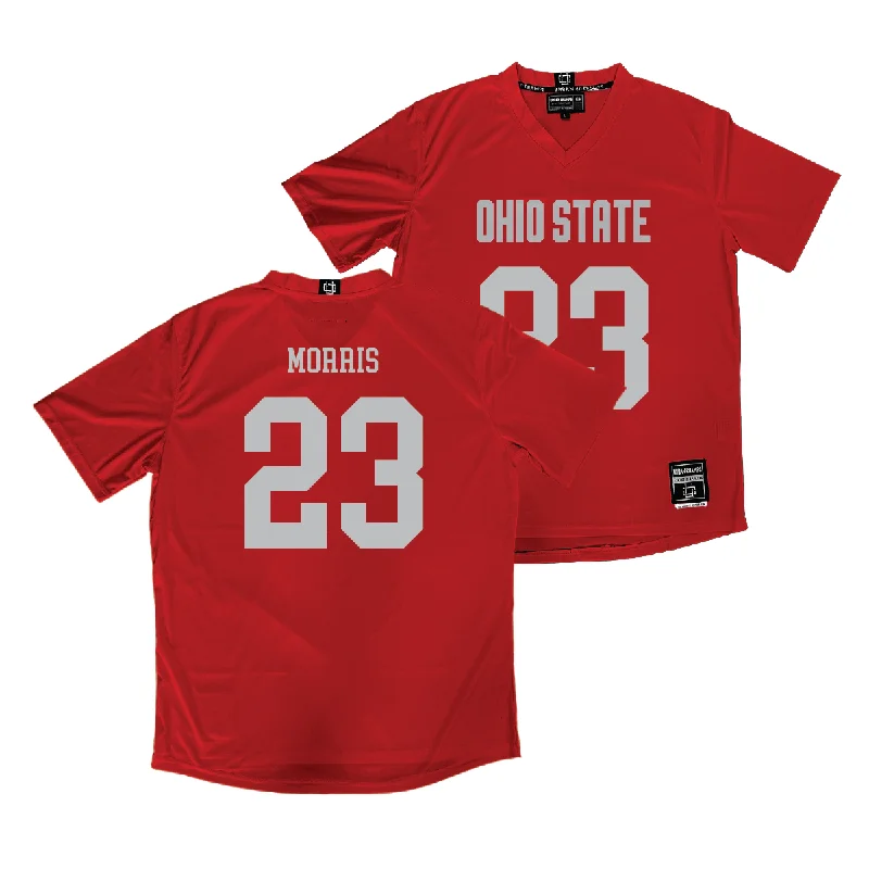 Ohio State Women's Lacrosse Red Jersey - Claire Morris Textured Jersey Blouse