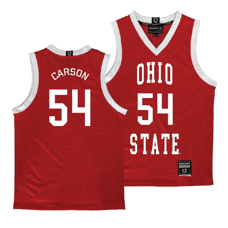 Ohio State Women's Red Basketball Jersey - Faith Carson Silver Jersey Tee