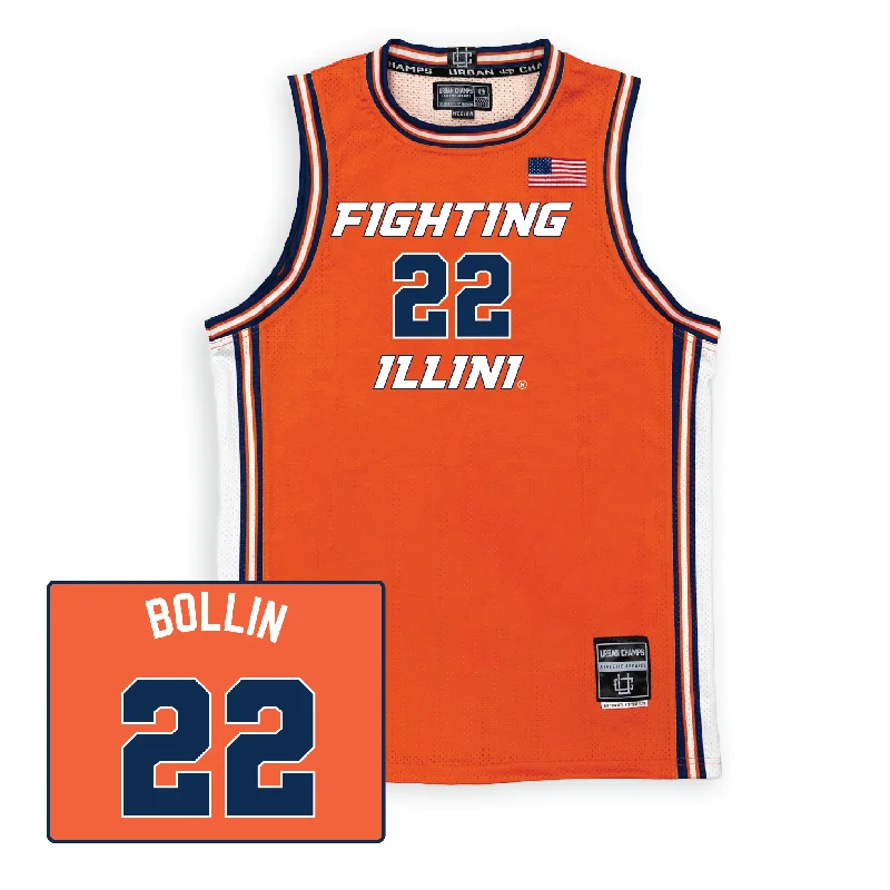 Orange Women's Basketball Fighting Illini Jersey  - Shay Bollin Ash Gray Jersey Tee