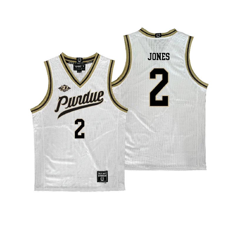 Purdue Women's Basketball 50th Anniversary White Jersey - Rashunda Jones | #2 Solid Color Jersey Shirt