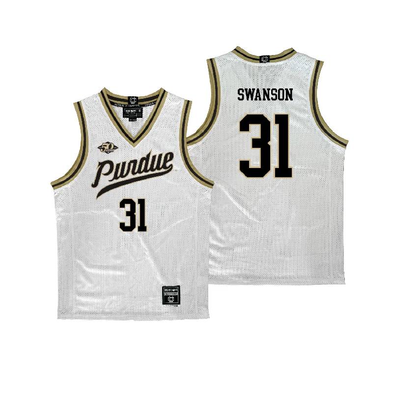 Purdue Women's Basketball 50th Anniversary White Jersey - Sophie Swanson | #31 Off Shoulder Jersey Top
