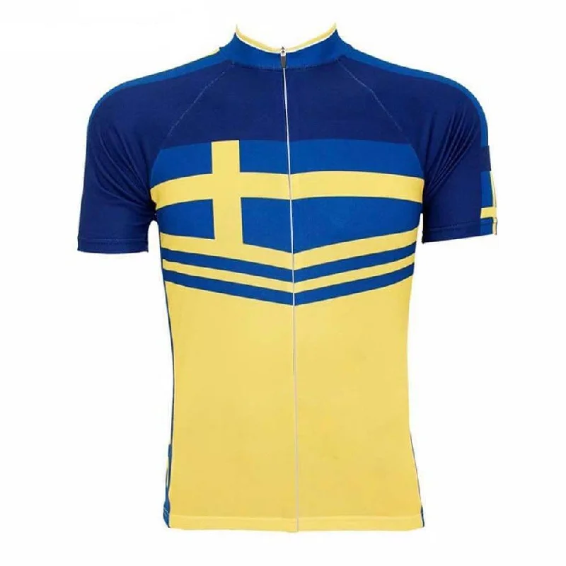 Retro Sweden Sverige Flag Cycling Jersey Emerald Green Jersey Tee