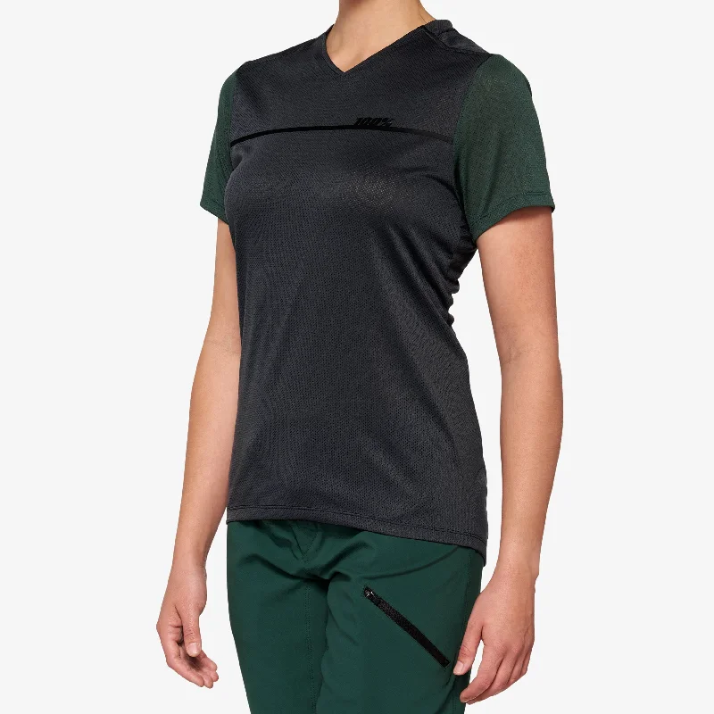 RIDECAMP Women's Short Sleeve Jersey Charcoal/Forest Green Bronze Jersey Tee