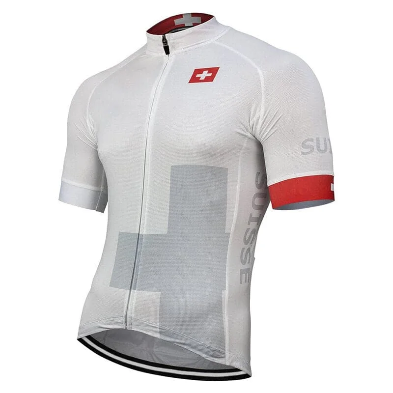 Suisse Switzerland Cycling Jersey V Neck Jersey Blouse