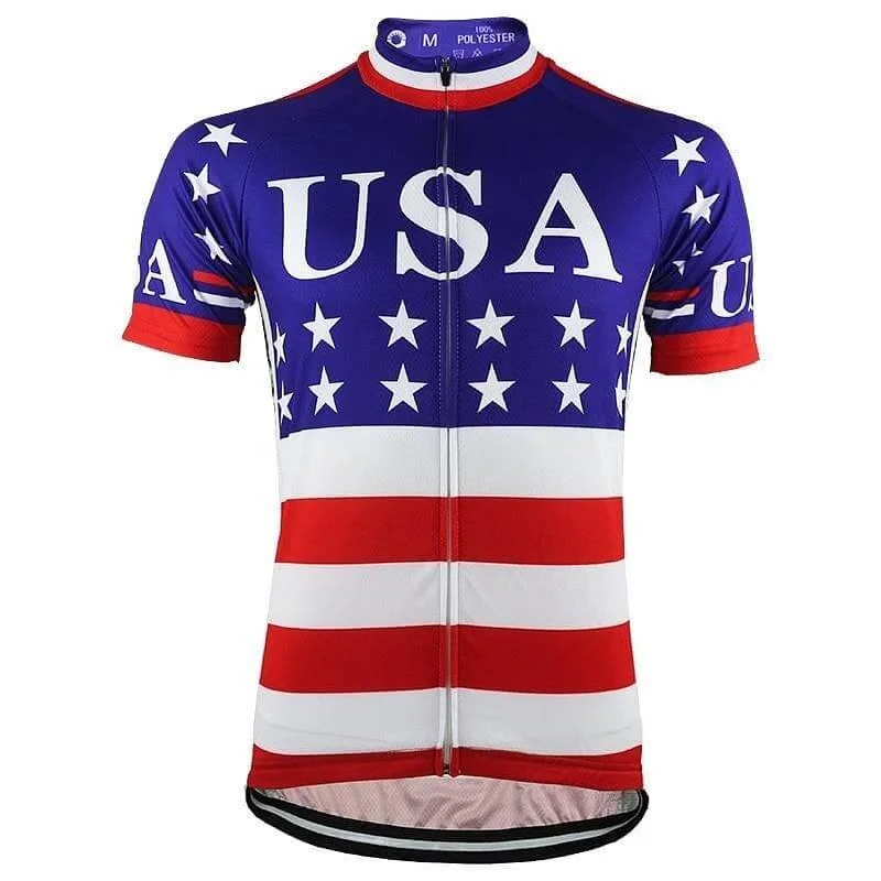 USA Flag Cycling Jersey Pink Jersey Tee