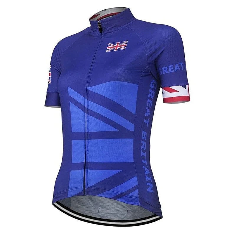 Women's Great Britain Cycling Jersey Turtle Neck Jersey Shirt