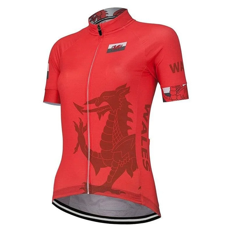 Women's Wales Cycling Jersey Short Sleeve Jersey Top