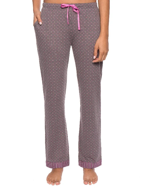 Women's Double Layer Knit Jersey Lounge Pants - Polka Dots Charcoal/Pink Trendy Jersey Shirt