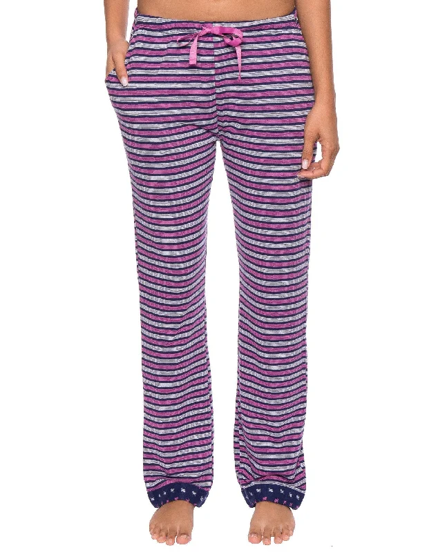 Women's Double Layer Knit Jersey Lounge Pants - Stripes Navy/Pink Soft Jersey Shirt
